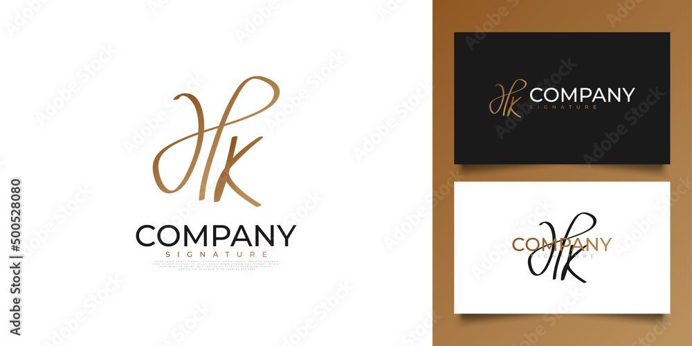 Initial H and K Logo Design with Handwriting Style. HK Initial Signature for Logo or Business Identity