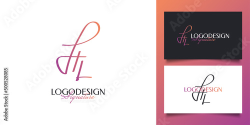 Initial H and L Logo Design in Minimalist Handwriting Style. HL Initial Signature for Logo or Business Identity