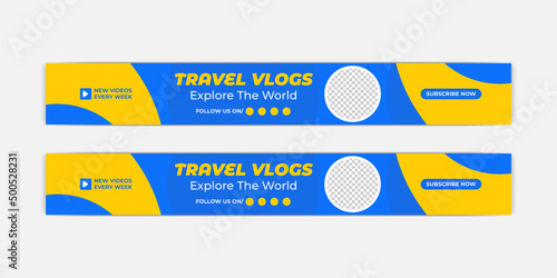 Travel youtube channel art cover template and youtube banner