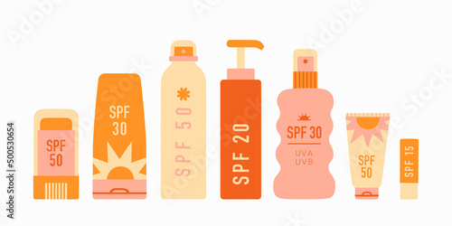 Sunscreen cosmetic. Spf beauty products. Skin care
