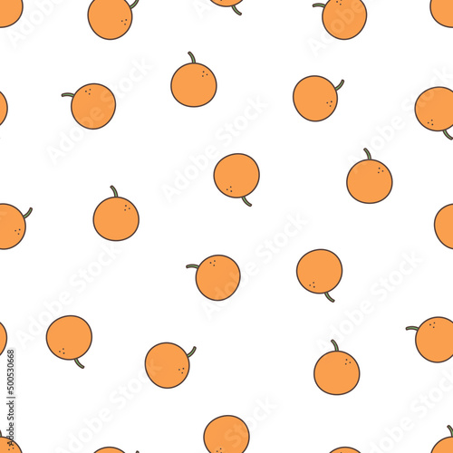 Seamless bright citrus pattern with whole oranges