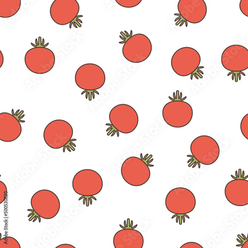 Seamless vegetable pattern with whole tomatoes