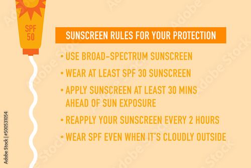 Sunscreen rules. Sun protection concept. Skin care