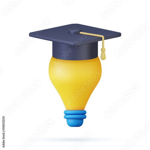 3d Idea and education concept icon light bulb