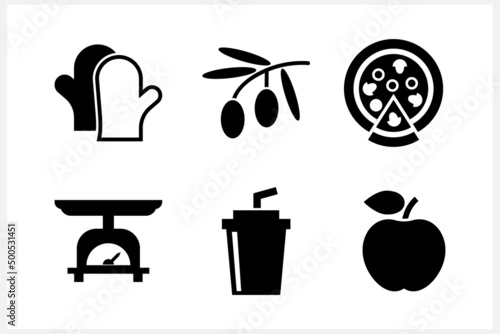 Doodle food set icon isolated. Stencil clipart Vector stock illustration. EPS 10