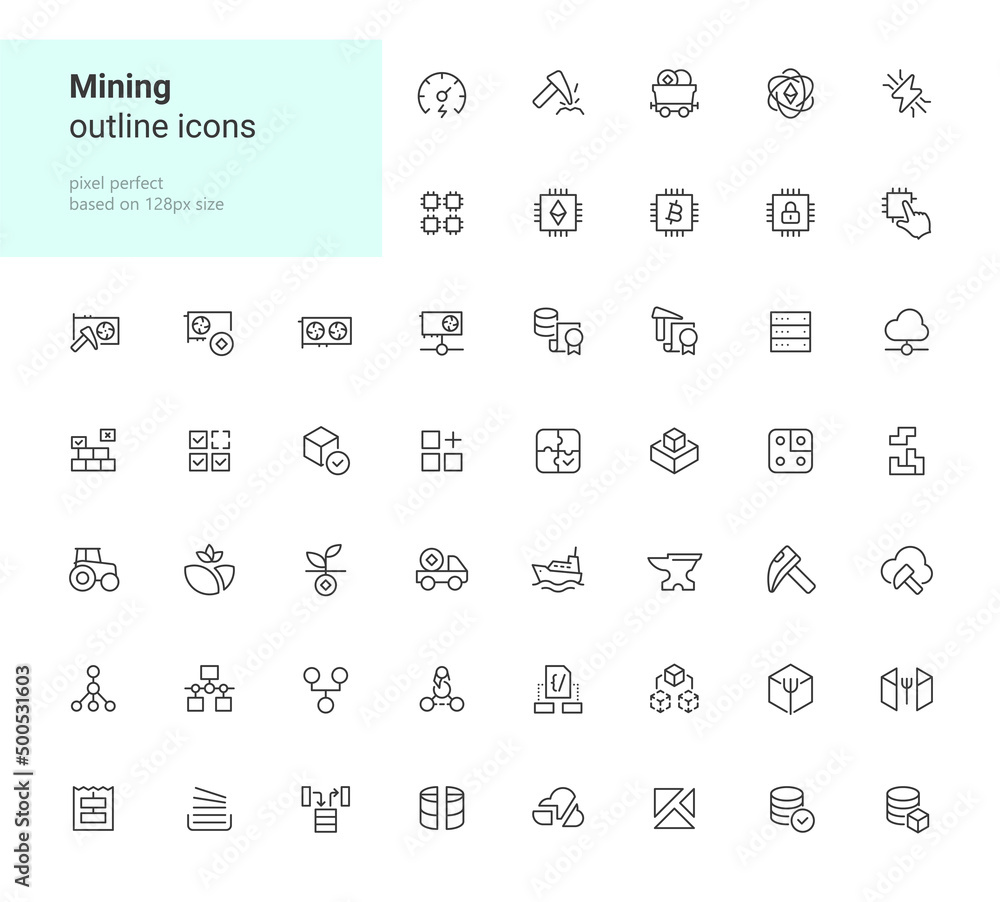 Mining outline icons