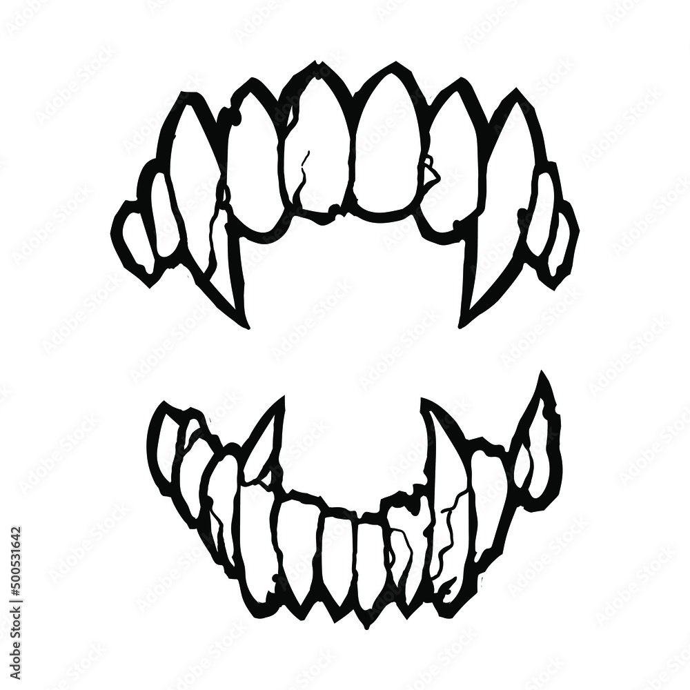 vampire teeth coloring page