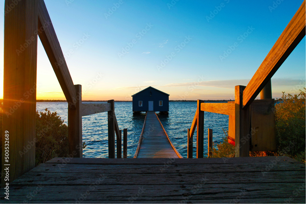Blue Boathouse Swan River, Perth, Western Australia.