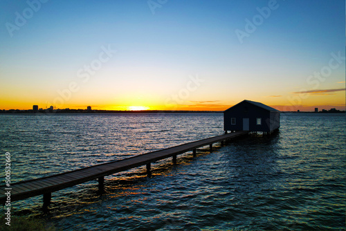 Blue Boathouse Swan River, Perth, Western Australia. Fototapet