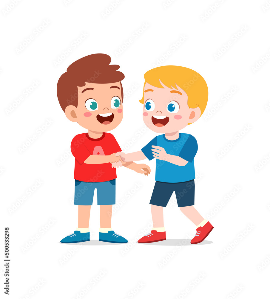 little kid do hand shake with friend little kid do hand shake with friend