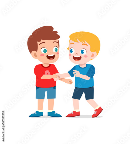 little kid do hand shake with friend © Colorfuel Studio