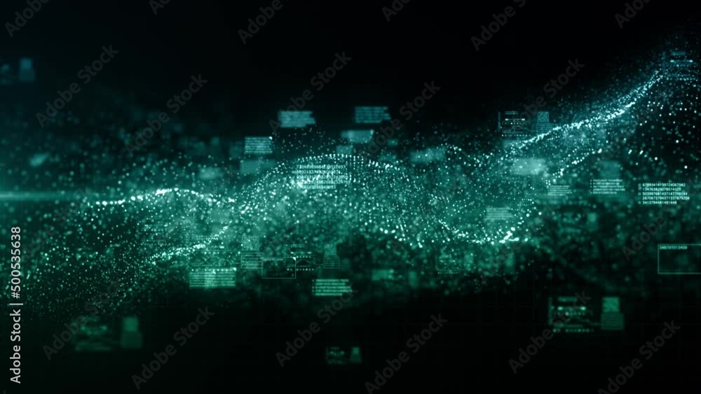 Digital cyberspace with animation numbers, Technology digital big data network connettion, Technology abstract background concept. Seamless Loop animation 4K
