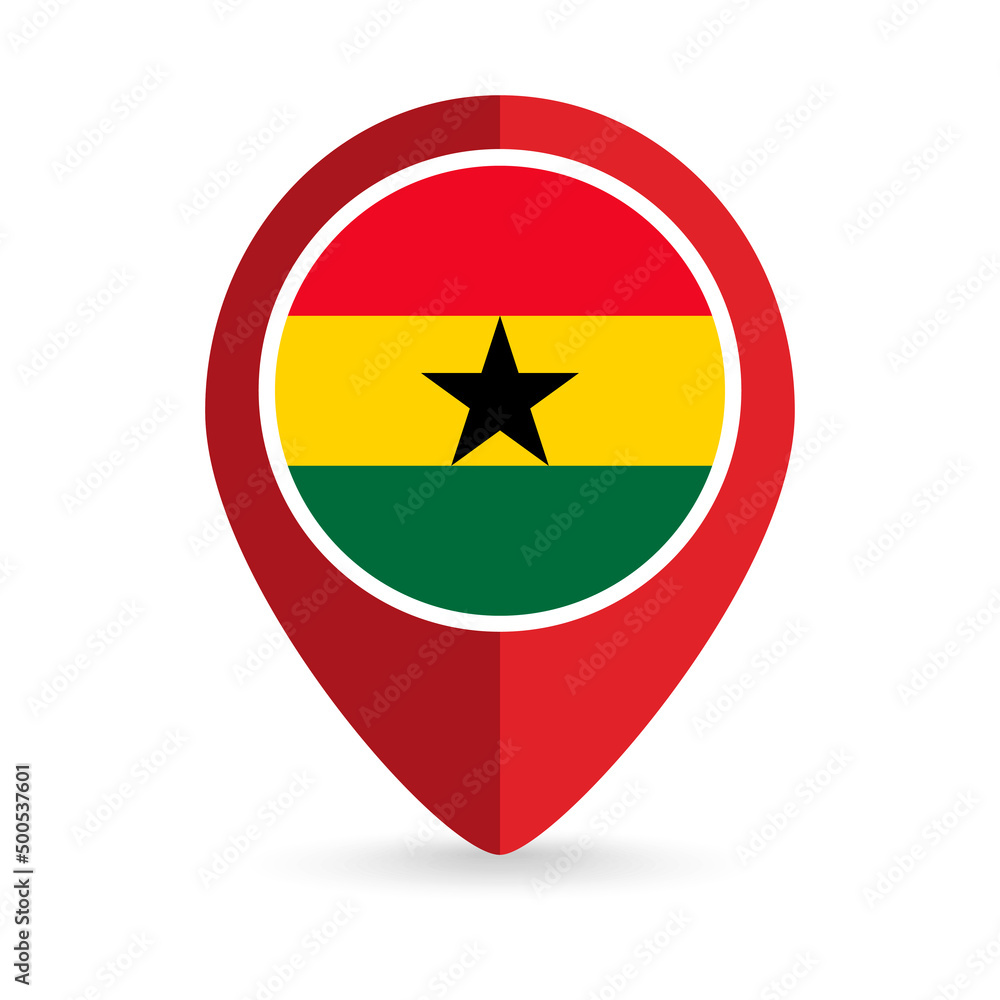 Map pointer with contry Ghana. Ghana flag. Vector illustration. Map pointer with contry Ghana. Ghana flag. Vector illustration.