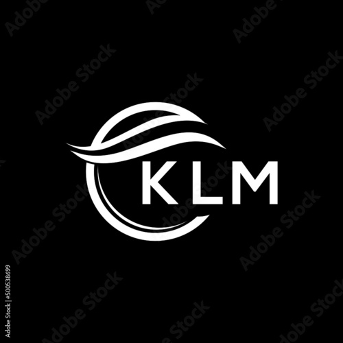 KLM letter logo design on black background. KLM  creative initials letter logo concept. KLM letter design.
 photo