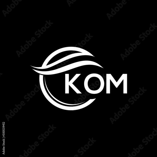 KOM letter logo design on black background. KOM  creative initials letter logo concept. KOM letter design.
