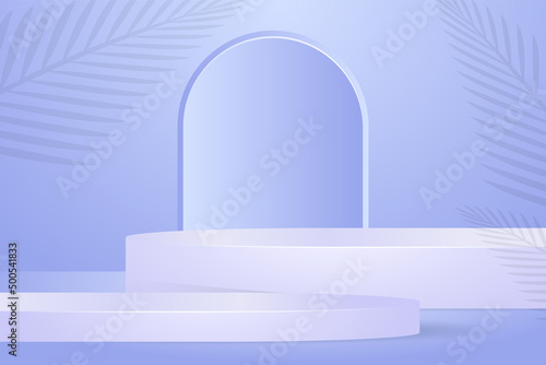 3d background products display podium scene with geometric platform. background vector 3d rendering with podium. stage showcase on pedestal display blue studio © hellosvaha