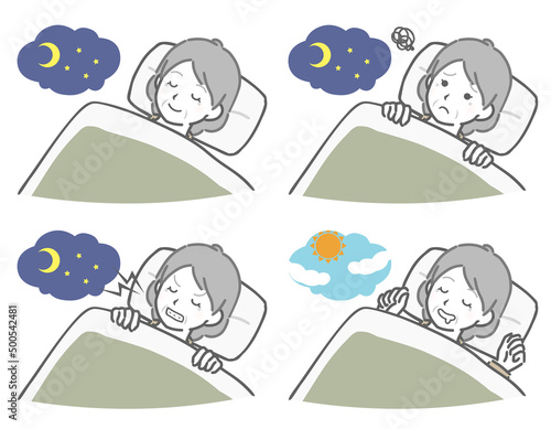 睡眠する高齢女性
