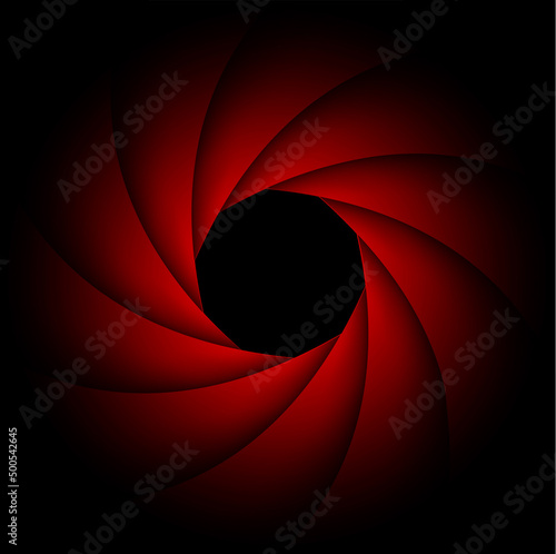 Background with camera lens shutter, elegant black and red abstract technology design. vector illustration. 