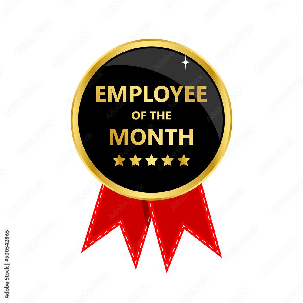 Employee of the Month Badge Golden Label Employee of the Month Badge Golden Label