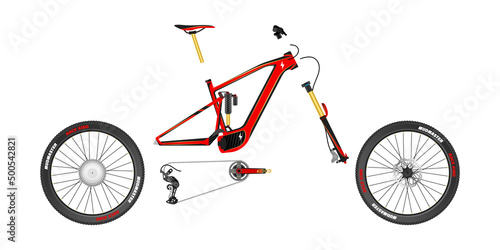 Disassembled bicycle bike parts Mtb