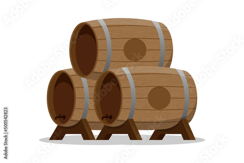 Wood barrels Alcohol barrel, drink container, wooden keg icon Barrel for wine, rum, beer or gunpowder