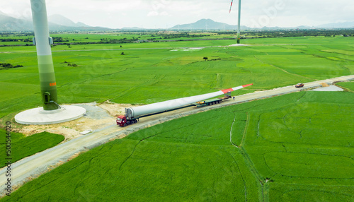 Photography Oversize Load - A turbine blade for a wind turbine being transported to the cons