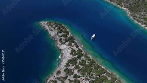 Saint Nicholas Church and Gemiler Island Drone Video, Fethiye Mugla Turkey photo