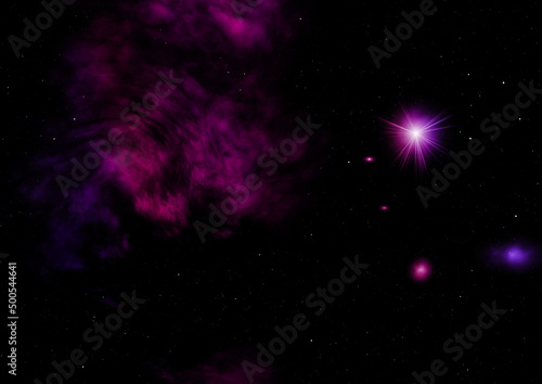 Star field in space and a nebulae. 3D rendering