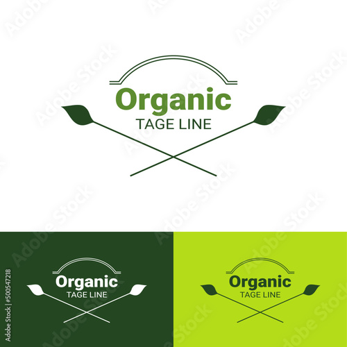 Organic Label. Natural Sticker. Leaf Green Vector
