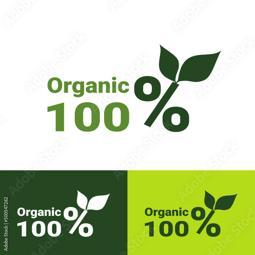 Organic Label. Natural Sticker. Leaf Green Vector