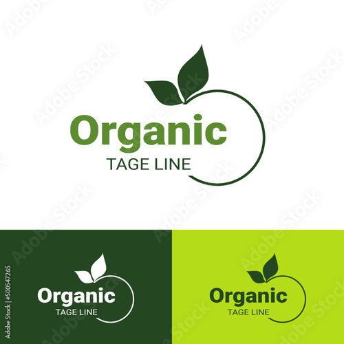 Organic Label. Natural Sticker. Leaf Green Vector