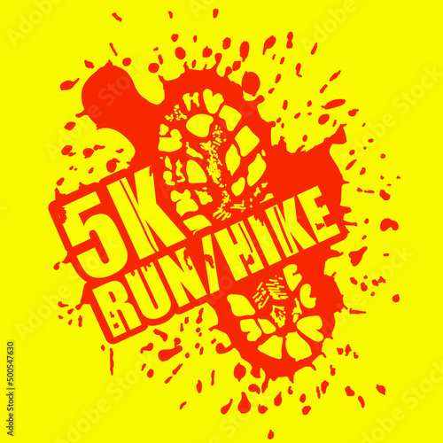 vector draw foot print spot running, trail running, hiking, 5k writing 