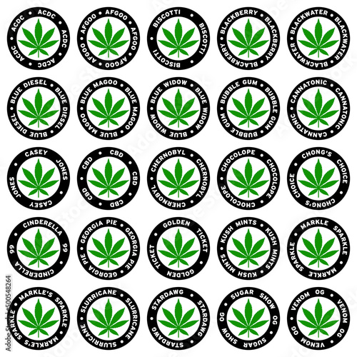 Round Marijuana Strain Clipart Set 9