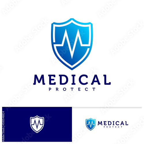 Free Download Shield Pulse logo vector template, Creative Pulse logo design concepts - GFXLoad
