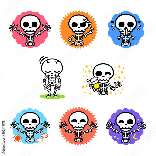 Cute skeleton illustration set - vector
