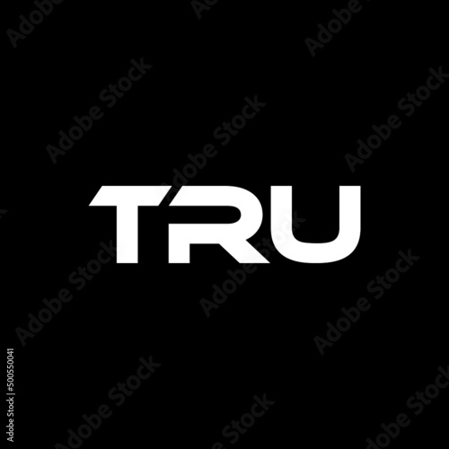 TRU letter logo design with black background in illustrator, vector logo modern alphabet font overlap style. calligraphy designs for logo, Poster, Invitation, etc. photo