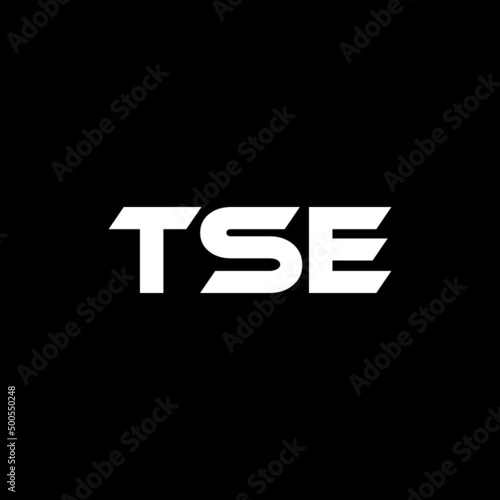 TSE letter logo design with black background in illustrator, vector logo modern alphabet font overlap style. calligraphy designs for logo, Poster, Invitation, etc. photo