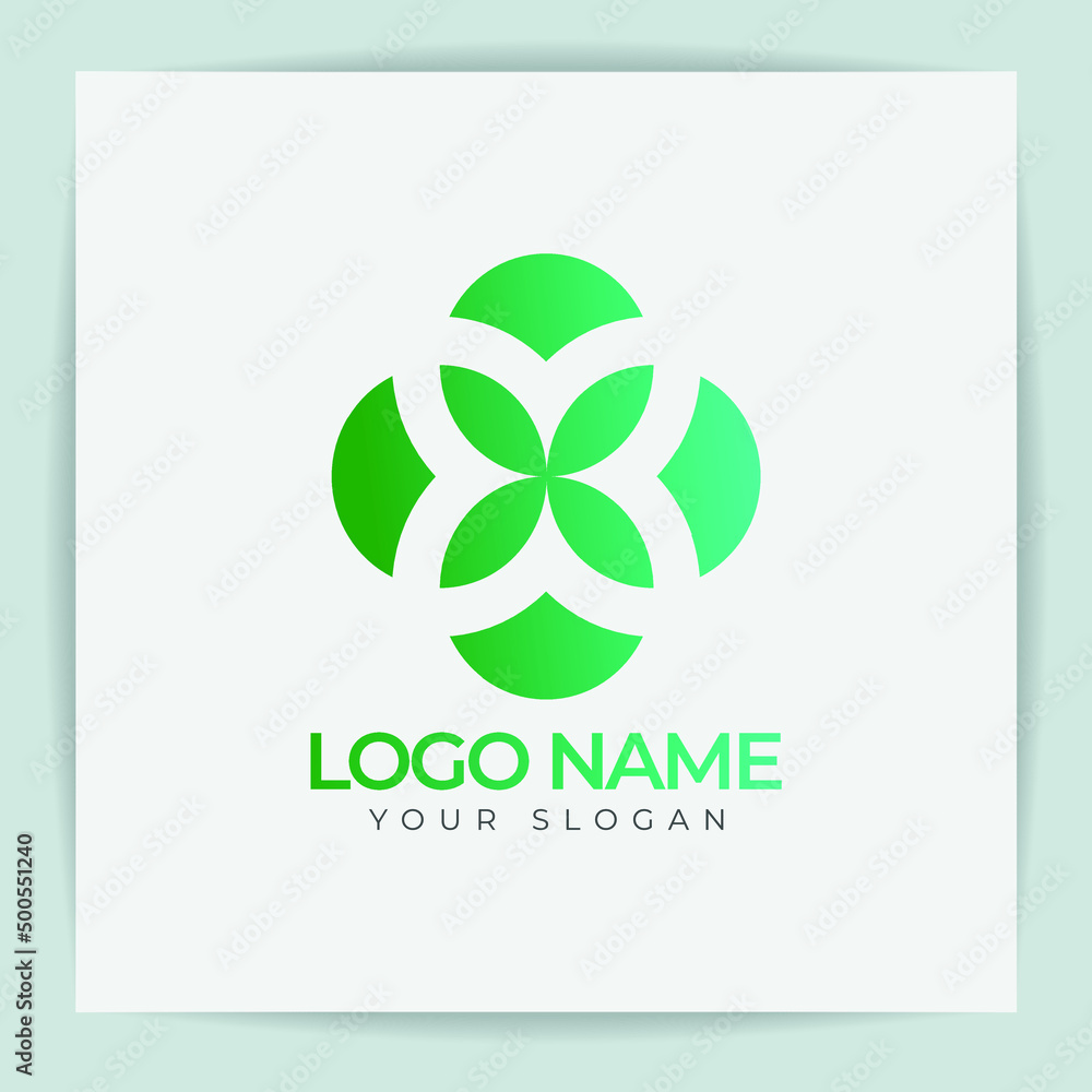Simple leaves Logo Design With White Background And Premium Vector
