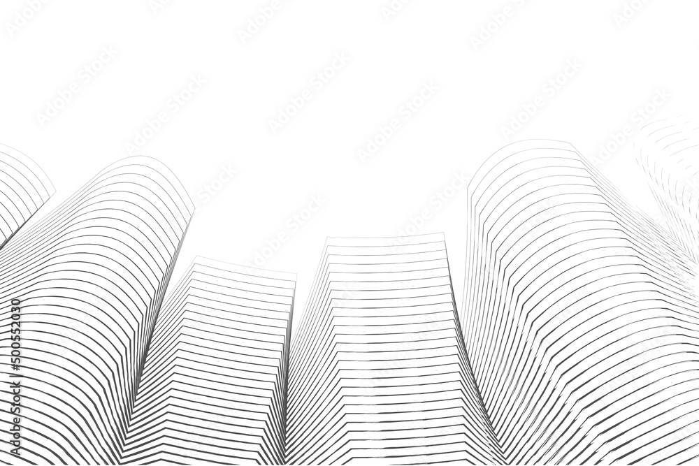 Architecture abstract background with copy space. Line art black and ...