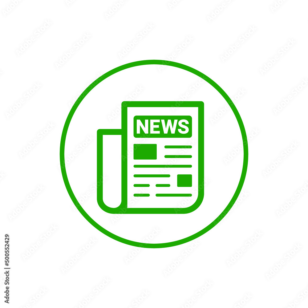 News, article, blog icon. Green vector sketch.