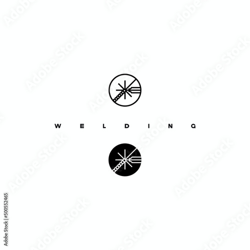 
illustration consisting of an image of the welding process in the form of a symbol or logo