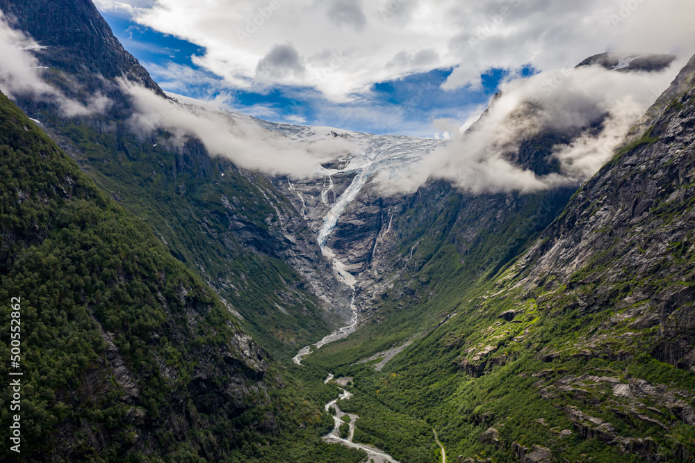 Beautiful Nature Norway natural landscape. Glacier Kjenndalsbreen.