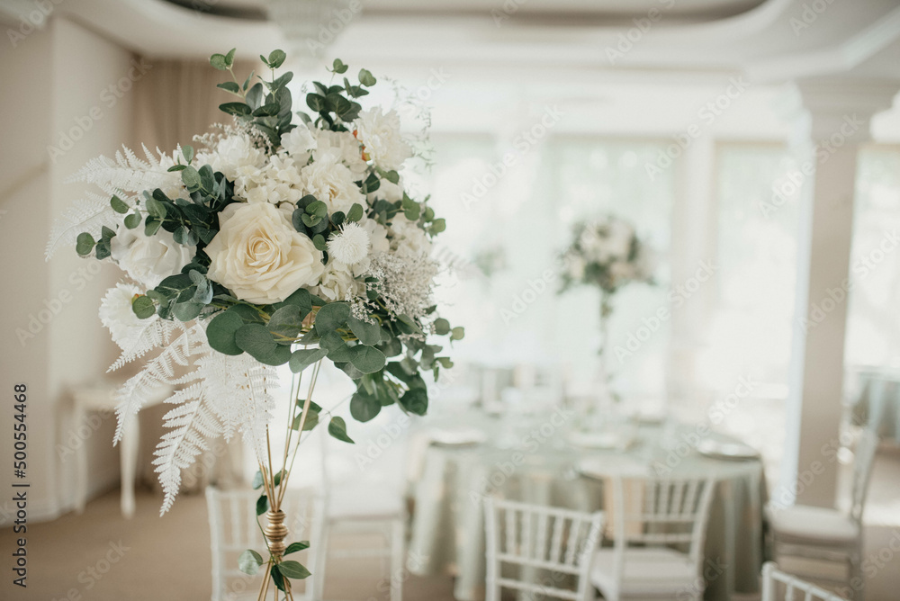 Table setting for an event party or wedding reception. Table setting for an event party or wedding reception.