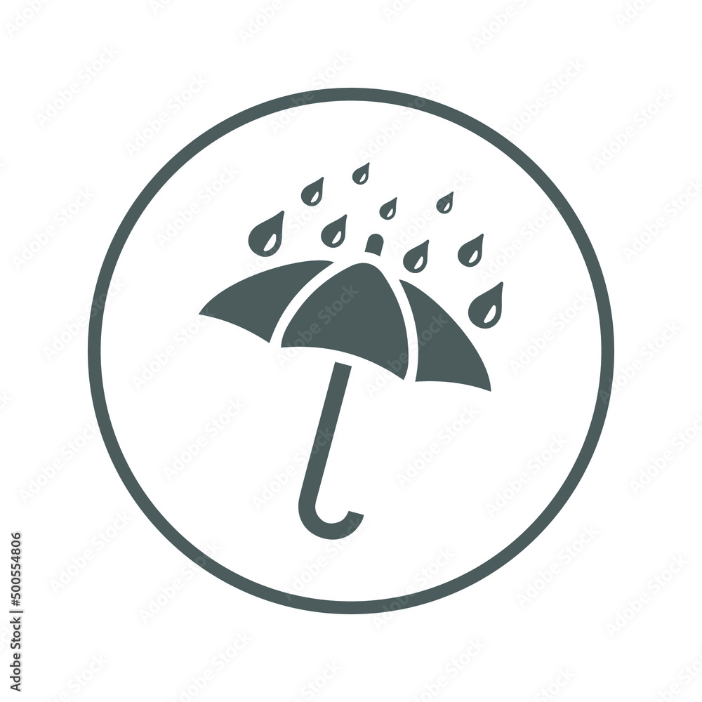 Umbrella, rain icon. Gray vector sketch.