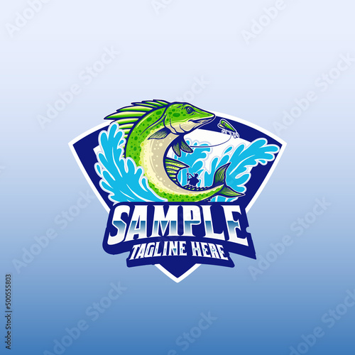 template logo fishing in the wave