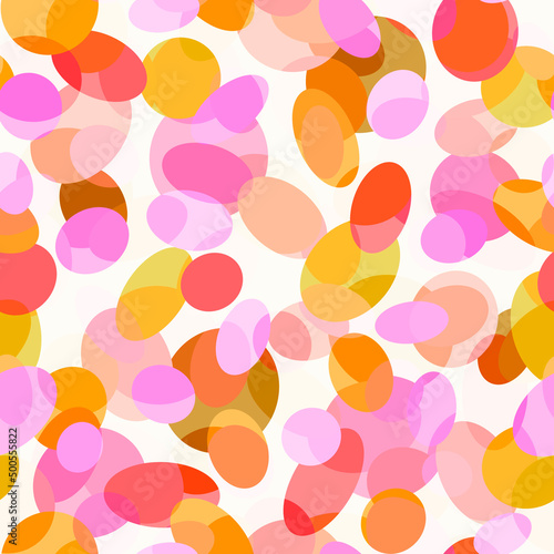 Colorful bright ovals on a white background Geometric abstract seamless pattern