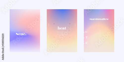 Trendy colorful posters set. Modern soft gradient mesh shapes