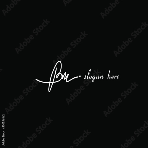 Initial Letter Bm Logo - Handwritten Signature Logo