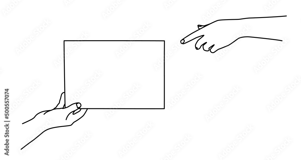 Hand holding a document and giving it Hand holding a document and giving it