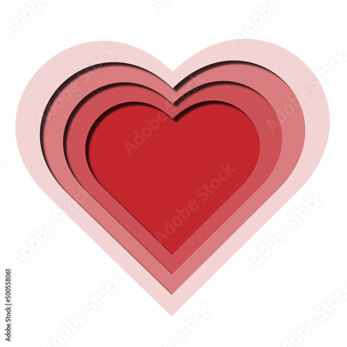 frame of paper-cut effect heart in pink-red gradient
